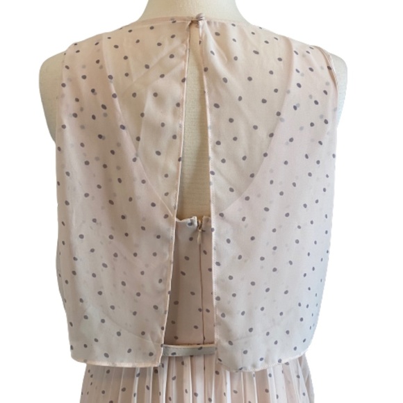LC LAUREN CONRAD Dress Polka Dot Popover Pleated Party Pink Gray Size 12 - Picture 6 of 15